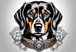 Black, brown and white dashchund tattoo idea