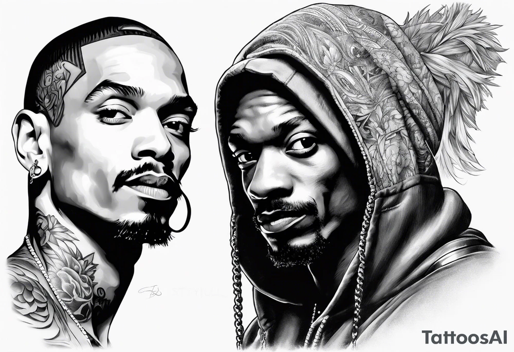 Slim shady  and snoop dog full leg sleeve tattoo idea