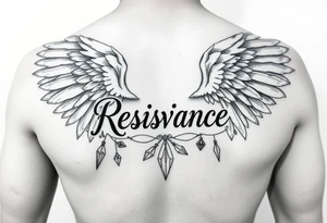 angel wings with related things. Write resilience tattoo idea