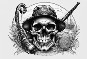 skull fisherman tattoo idea
