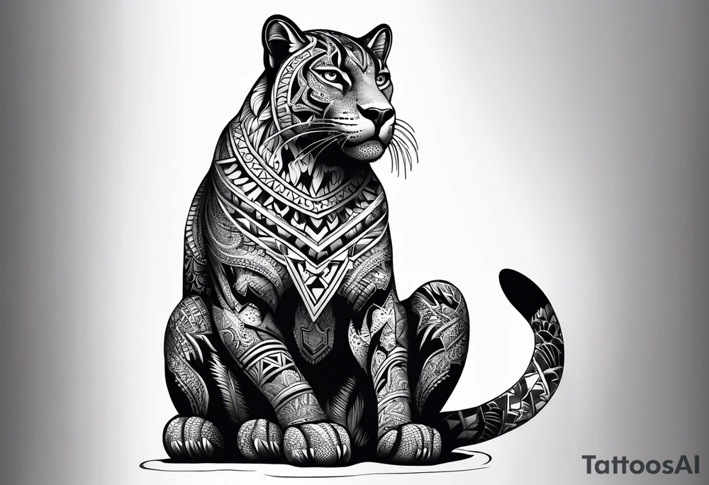 aztec black jaguar sitting tattoo idea