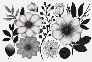 “Produce a series of minimalist flower tattoos, each representing different blooms with a focus on simplicity and beauty.” tattoo idea