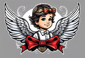 fly boy wings and a bow, cupido tattoo idea