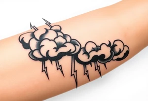 Black storm clouds with rain & lightning bolts tattoo idea