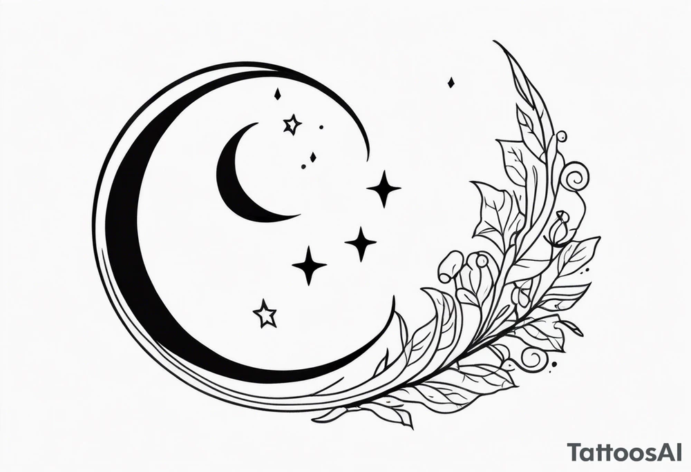 Crescent moon with a love heart inside tattoo idea