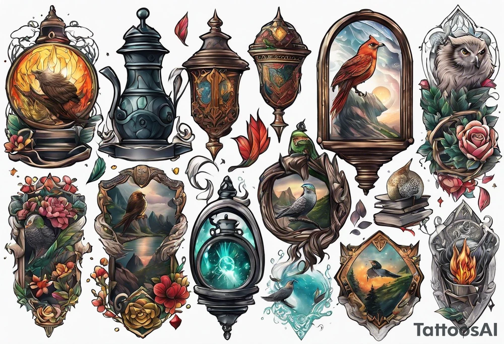 Harry Potter themed full sleeve tattoo idea