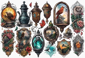 Harry Potter themed full sleeve tattoo idea