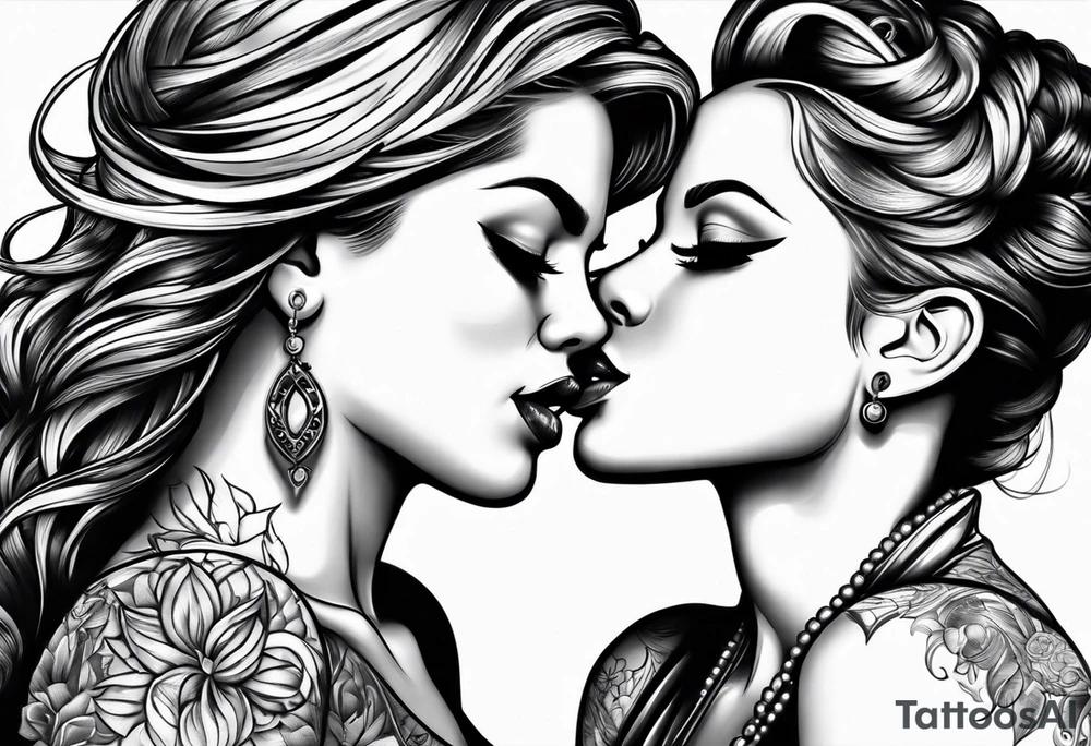 Couple sexy kisses tattoo idea