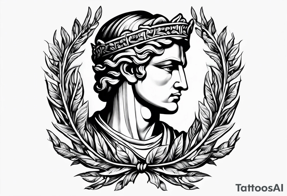 Full Greek with a laurel wreath in the middle tattoo idea