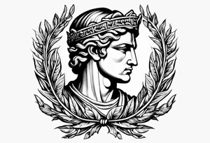 Full Greek with a laurel wreath in the middle tattoo idea