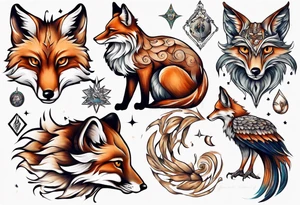 ein Tier aus Fuchs und Eule tattoo idea