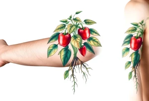 Pepper plant with roots tattoo idea