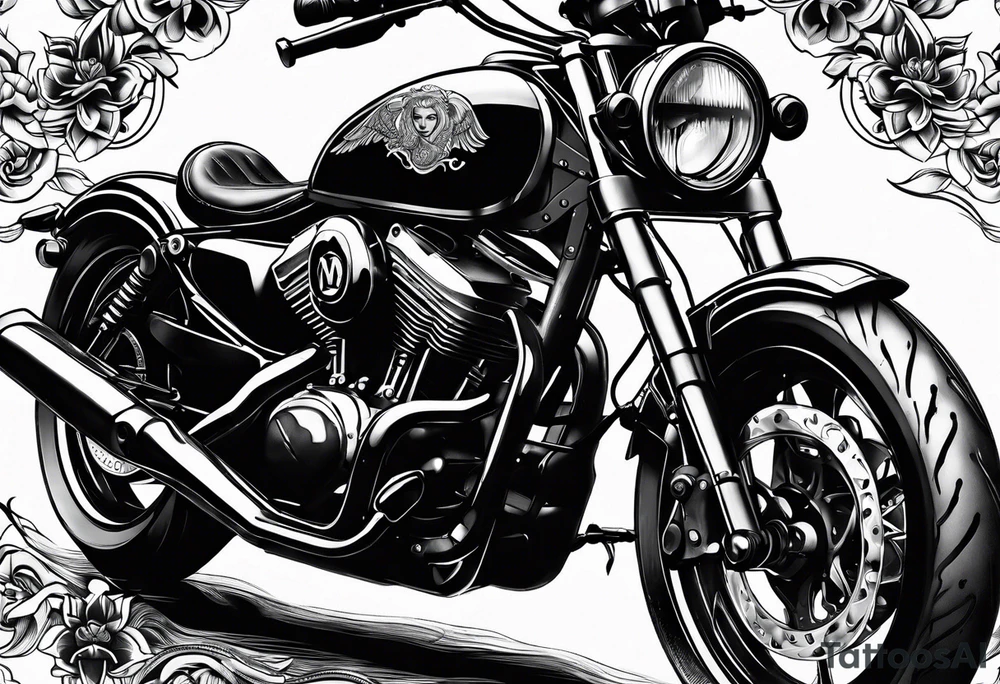 Frau auf einen Motorrad tattoo idea