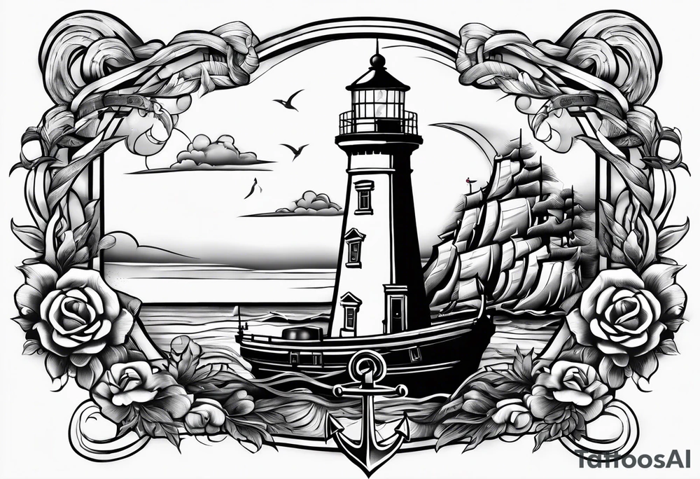 Lighthouse and anchor that says "my beacon, my anchor" tattoo idea