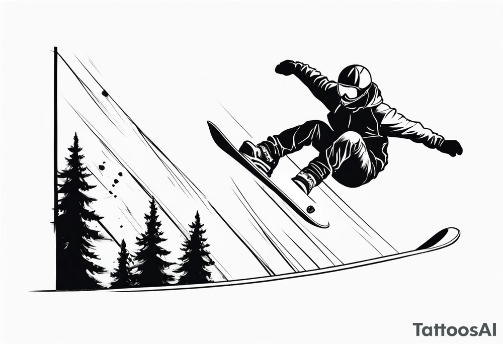 snowboarder hitting a rail of a broken humerus bone tattoo idea