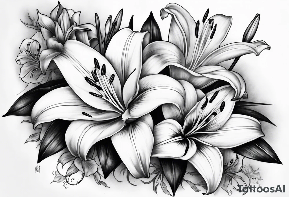 Sleeve. Lilies with thorns tattoo idea