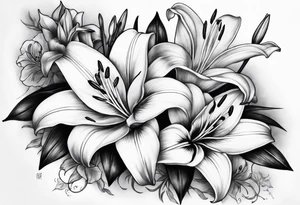 Sleeve. Lilies with thorns tattoo idea