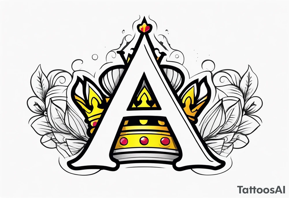 simple the letter A in cursive with a crown over it that has a money sign in it that can fit on a forearm tattoo idea