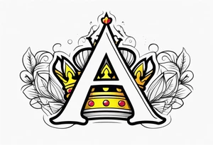 simple the letter A in cursive with a crown over it that has a money sign in it that can fit on a forearm tattoo idea