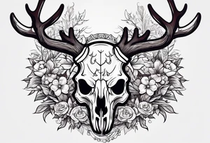 back tattoo of a front view reindeer  skull tattoo idea