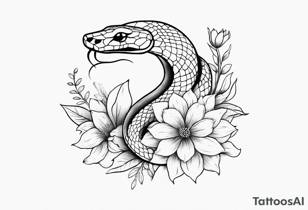 Snake and flowers to fit on shoulder blade tattoo idea