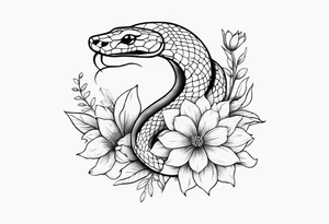 Snake and flowers to fit on shoulder blade tattoo idea