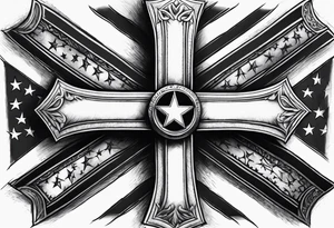 cross with an amercian flag theme tattoo idea