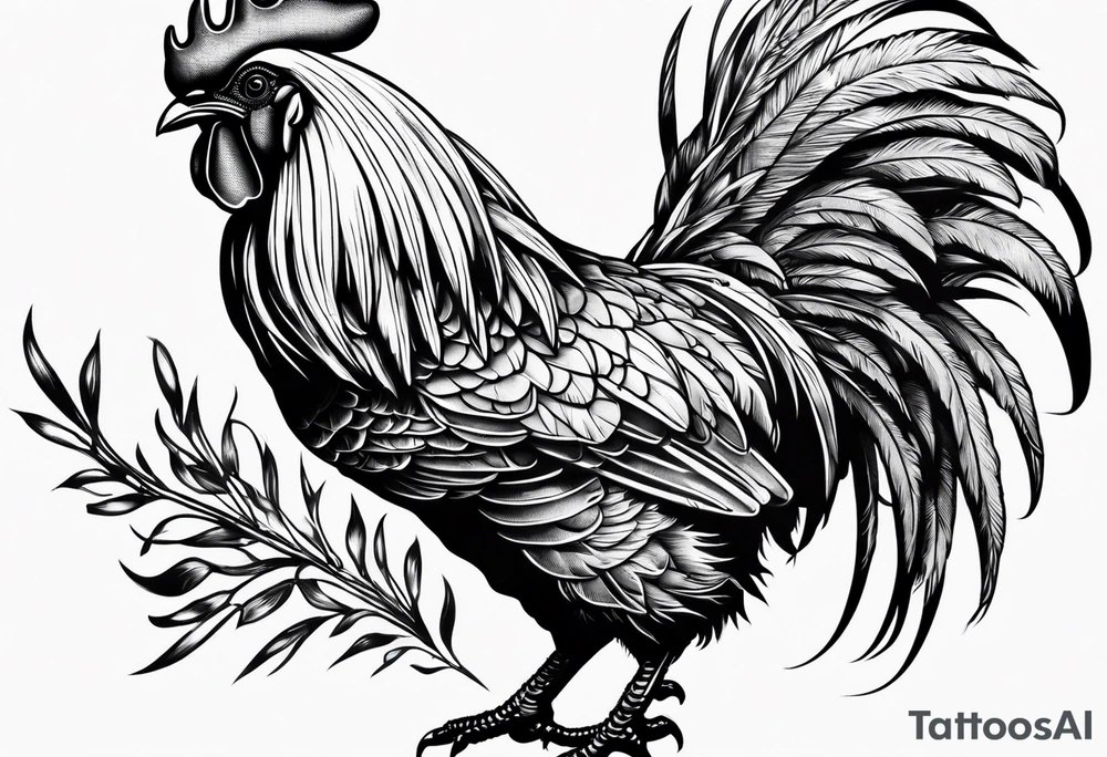 rooster machine gun tattoo idea