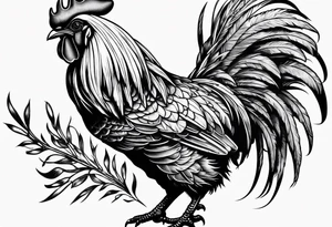 rooster machine gun tattoo idea