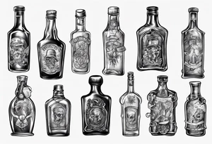 Old alcohol bottles tattoo idea