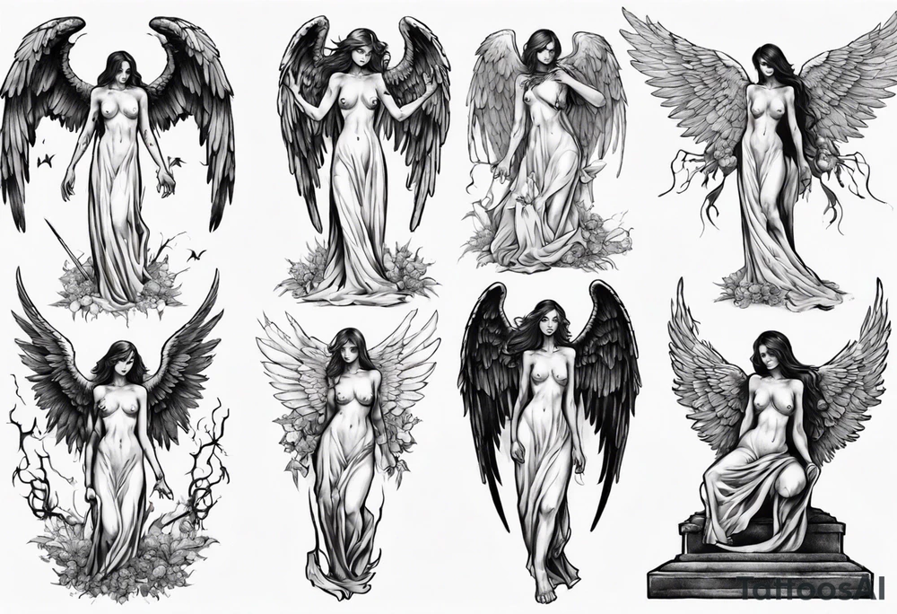 Fallen angel near the grave tattoo idea
