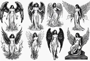 Fallen angel near the grave tattoo idea