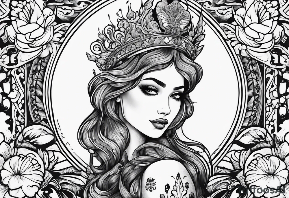 Russian mermaid creepy tattoo idea