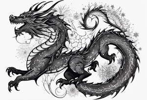 Constellation, dragon,snowflake tattoo idea