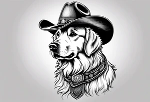 golden retriever in a cowboy boot tattoo idea