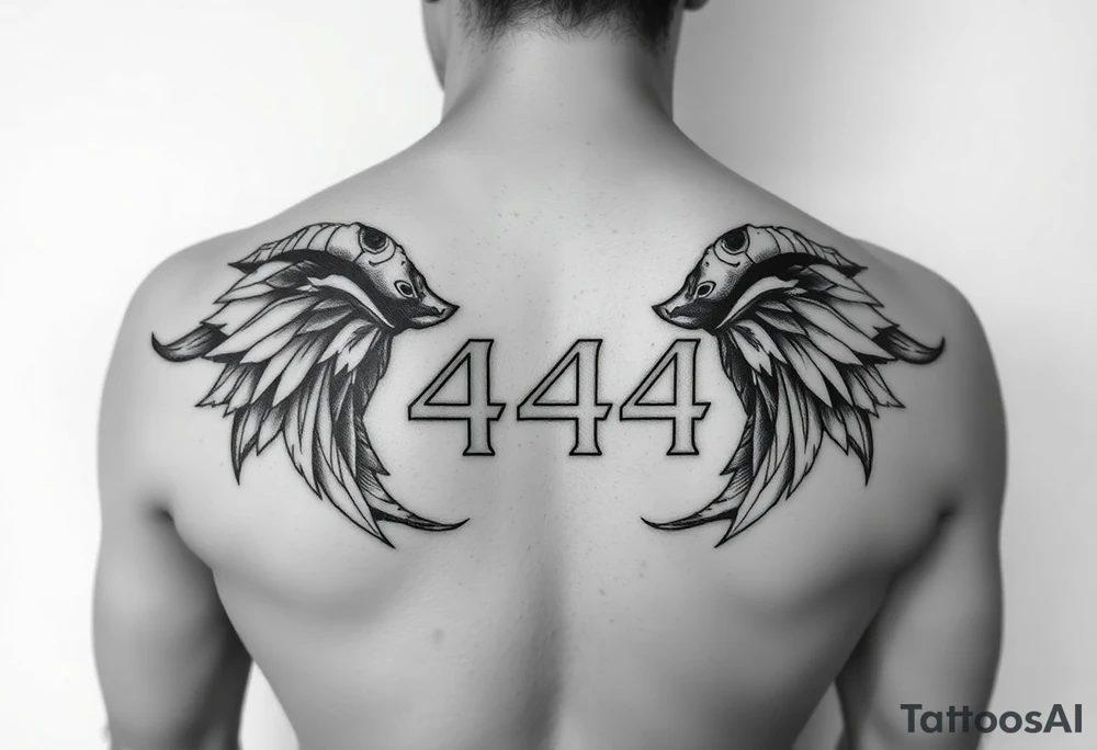 444 in an Aries style tattoo idea