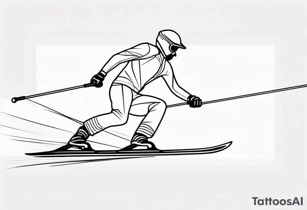 Skier in motion, fine line, more abstract tattoo idea