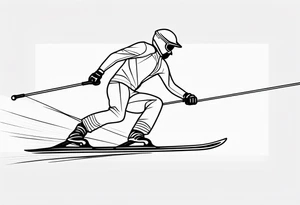 Skier in motion, fine line, more abstract tattoo idea