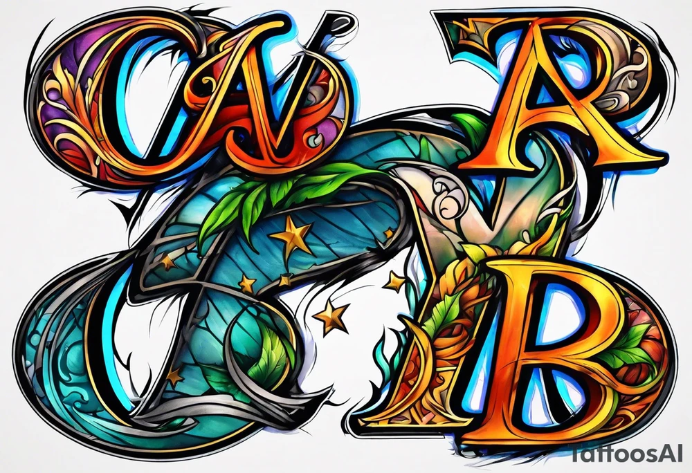 the letters A and R tattoo idea