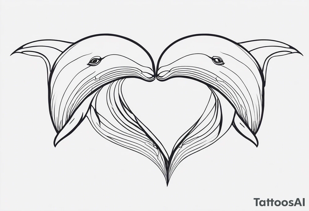 Two whales making heart with tails tattoo idea