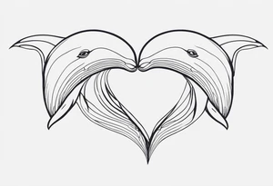 Two whales making heart with tails tattoo idea