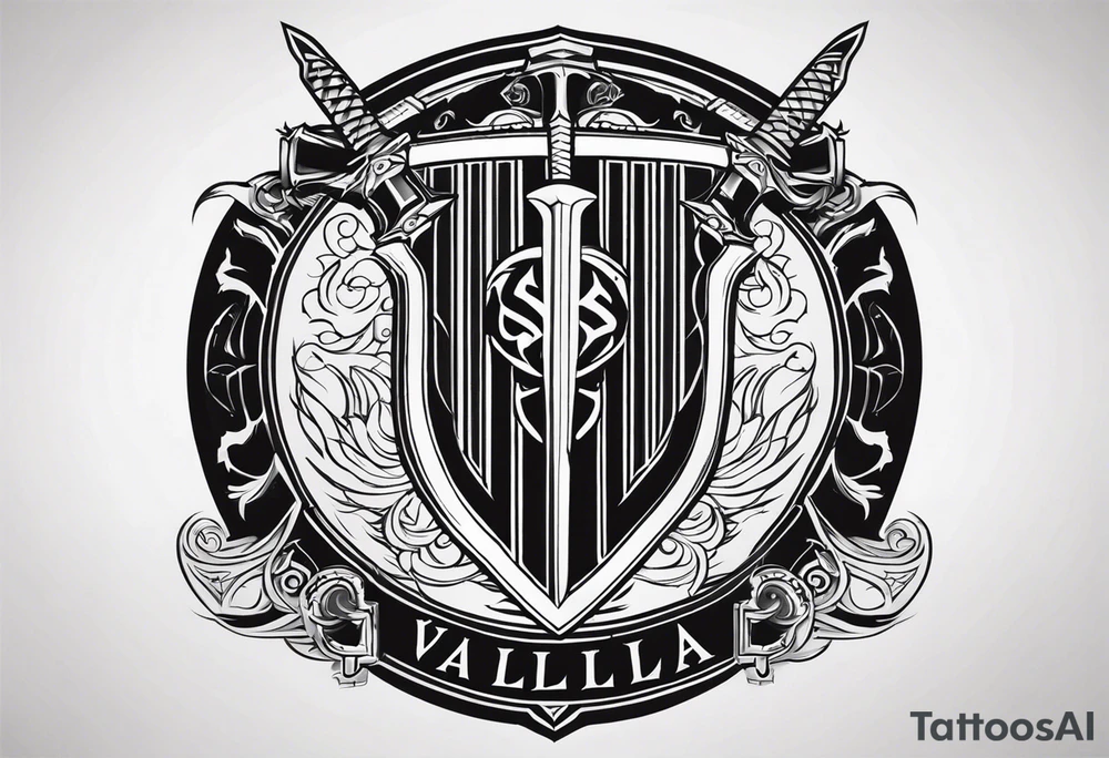 Valhalla sword shield tattoo idea