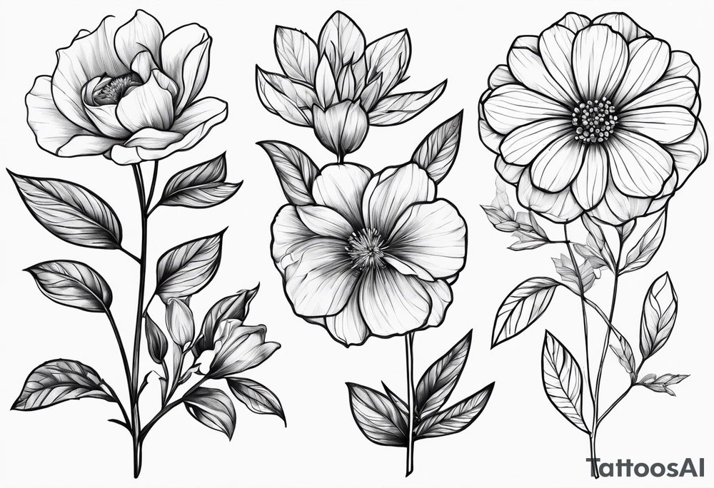 February and September birth flower dainty tattoo idea