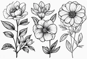 February and September birth flower dainty tattoo idea