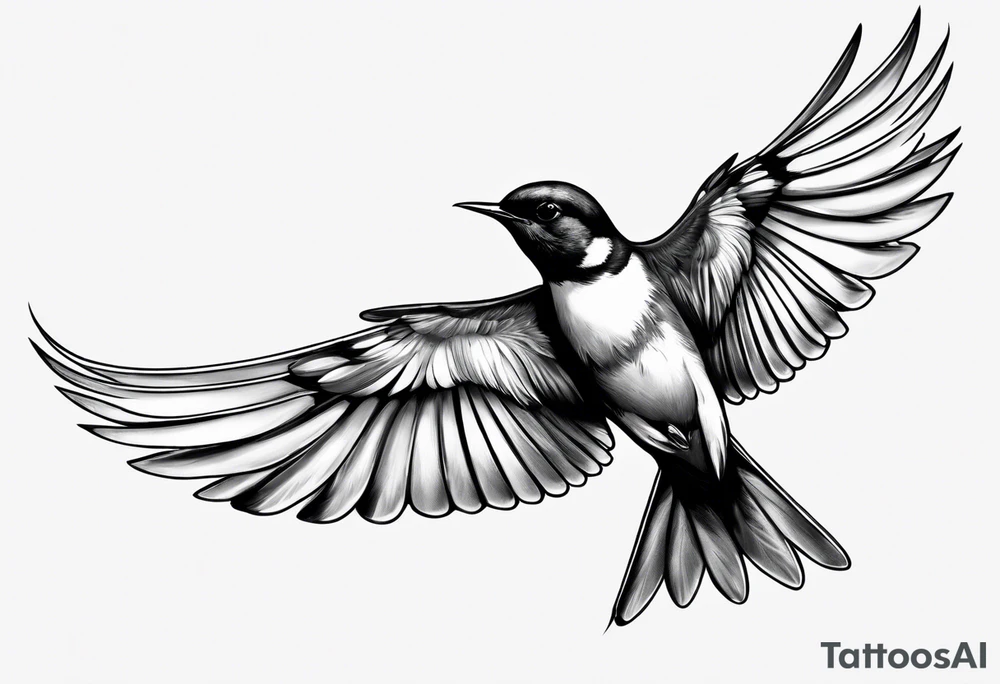 realistic swallow with open wings tattoo idea
