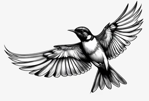 realistic swallow with open wings tattoo idea