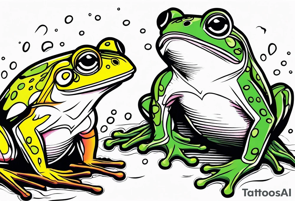 Frog battle, illustrative tattoo idea