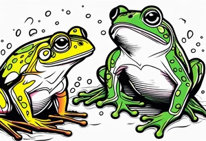 Frog battle, illustrative tattoo idea