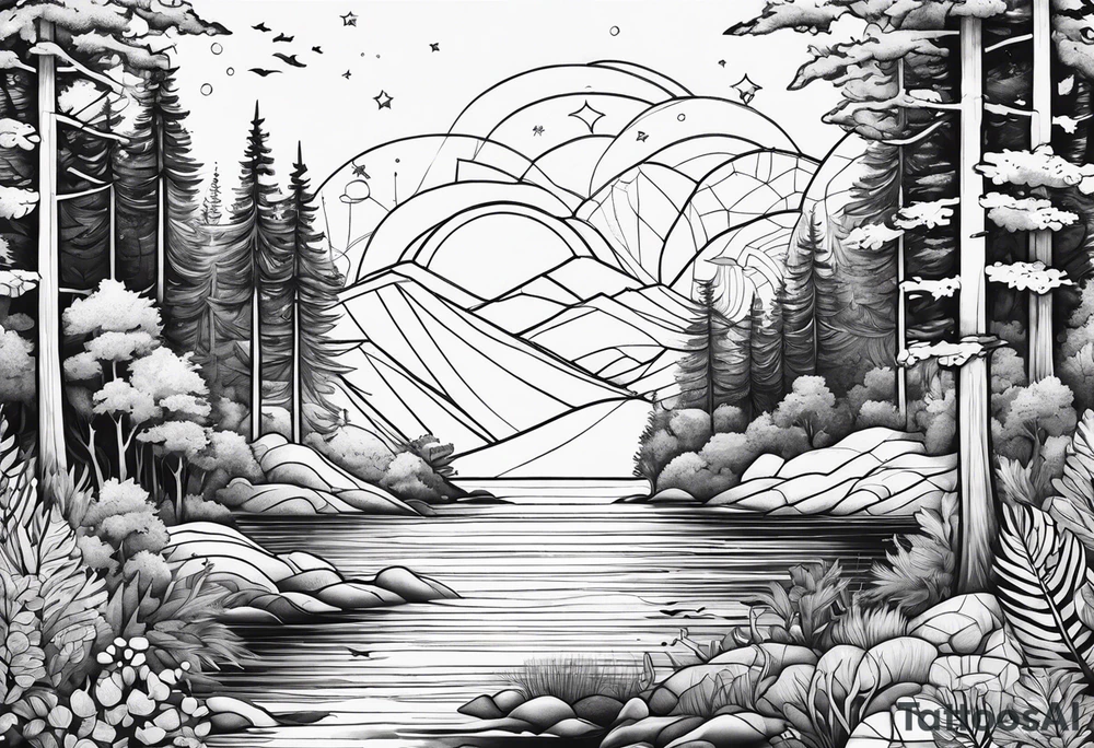 Ocean and forest tattoo idea