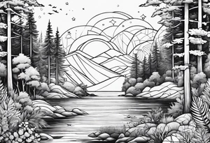 Ocean and forest tattoo idea